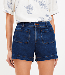 Petite Curvy Palmer Denim Shorts in Bright Medium Stone Wash carousel Product Image 1