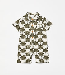 Posh Peanut X LOFT Palm Short Sleeve Collared Henley Romper carousel Product Image 1