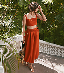 LOFT Beach Linen Cotton Maxi Wrap Skirt carousel Product Image 1