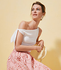Bow Tie Shirred Top carousel Product Image 4