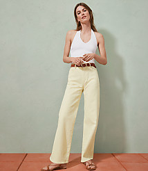 Petite High Rise Wide Leg Crop Jeans in Tender Yellow carousel Product Image 4