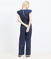 LOFT Beach Floral Crinkle Cutout Flutter Jumpsuit carousel Product Image 3