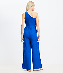 LOFT Beach Triple Cloth Mixed Media One Shoulder Jumpsuit carousel Product Image 3