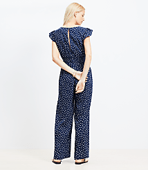 Petite LOFT Beach Floral Crinkle Cutout Flutter Jumpsuit carousel Product Image 3