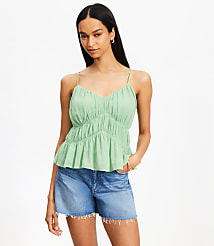 Smocked V-Neck Peplum Cami carousel Product Image 1