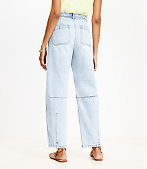Petite High Rise Barrel Jeans in Light Wash Indigo carousel Product Image 2