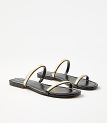 Metallic Trim Double Strap Sandals carousel Product Image 1