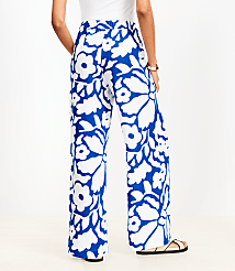 Floral Pull On Wide Leg Pants in Linen Blend carousel Product Image 2