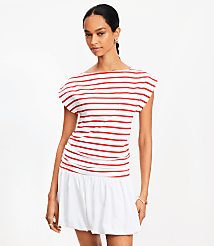 Stripe Ruched Boatneck Pocket Tee carousel Product Image 1