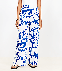 Floral Pull On Wide Leg Pants in Linen Blend carousel Product Image 3