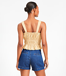 Petite Poplin Ruched Tie Peplum Tank Top carousel Product Image 3