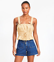 Poplin Ruched Tie Peplum Tank Top carousel Product Image 2