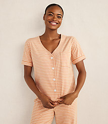 Haven Well Within Organic Cotton Jersey Striped Short Sleeve Sleep Top carousel Product Image 1