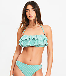LOFT Beach Striped Ruffle Bandeau Bikini Top carousel Product Image 2
