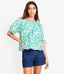 Petite Floral Tie Cuff Blouse carousel Product Image 1