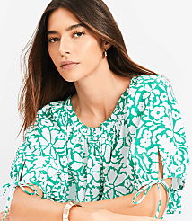Petite Floral Tie Cuff Blouse carousel Product Image 2