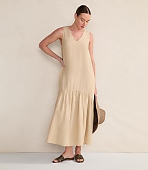 Haven Well Within Linen V-Neck Tiered Midi Dress carousel Product Image 1