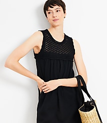 Petite Crochet Yoke Mini Dress carousel Product Image 1