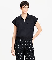 Poplin Bubble Tie Hem Shirt carousel Product Image 2