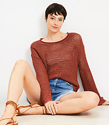 Mesh Wide Sleeve Boatneck Sweater carousel Product Image 1
