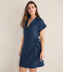 Haven Well Within Linen Short Sleeve Wrap Dress carousel Product Image 1