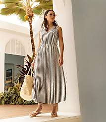 Haven Well Within Cotton Blend Textured Stripe Midi Dress carousel Product Image 3