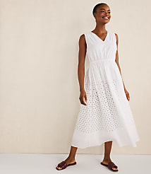 Haven Well Within Organic Cotton Honeycomb Eyelet Midi Dress carousel Product Image 1