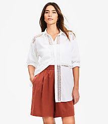 Lace Trim Everyday Oversized Shirt carousel Product Image 1