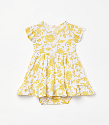 Posh Peanut X LOFT Floral Cap Sleeve Ruffled Twirl Bodysuit Dress carousel Product Image 1