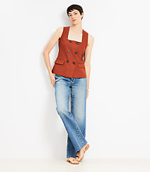 Petite Cotton Linen Double Breasted Vest carousel Product Image 2