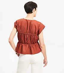 Poplin Tie Peplum Top carousel Product Image 3