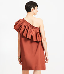 Poplin Ruffle One Shoulder Mini Dress carousel Product Image 3