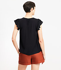 Petite Mixed Media Flutter Sleeve Top carousel Product Image 3