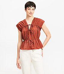 Poplin Tie Peplum Top carousel Product Image 2