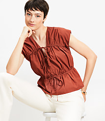 Poplin Tie Peplum Top carousel Product Image 1