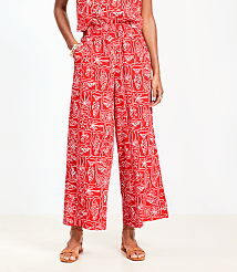 LOFT Beach Seaside Smocked Wide Leg Crop Pants carousel Product Image 2
