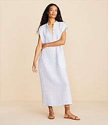 Lou & Grey Striped Triple Cloth Split Neck Maxi Dress carousel Product Image 1