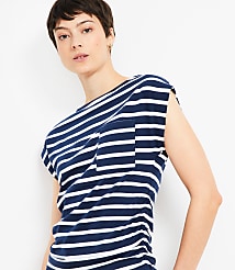 Stripe Ruched Boatneck Pocket Tee carousel Product Image 1