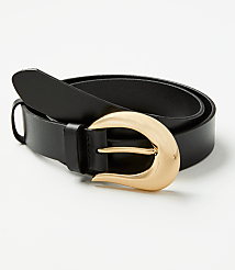 Sculpted Buckle Leather Belt carousel Product Image 1