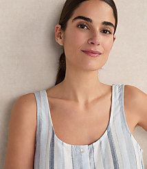 Haven Well Within Organic Cotton Linen Coastal Stripe Sleep Dress carousel Product Image 3