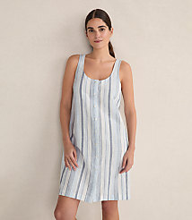 Haven Well Within Organic Cotton Linen Coastal Stripe Sleep Dress carousel Product Image 1