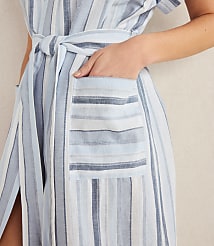 Haven Well Within Organic Cotton Linen Coastal Stripe Robe carousel Product Image 4