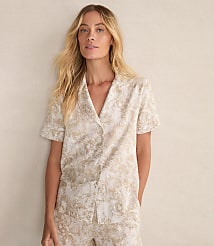 Haven Well Within Organic Cotton Linen Serene Botanicals Short Sleeve Sleep Top carousel Product Image 1