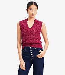 Petite Pointelle V-Neck Sweater Vest carousel Product Image 1