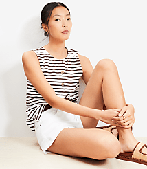 Striped Henley Tank Top carousel Product Image 1