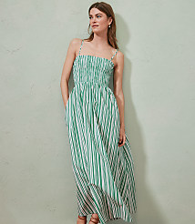 Striped Poplin Smocked Strappy Maxi Dress carousel Product Image 4