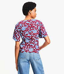 Petite Tiled Flutter Sleeve Wrap Blouse carousel Product Image 2
