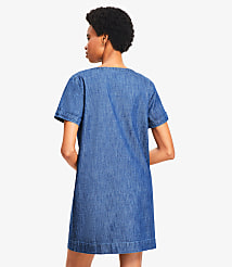 Tall Denim Lace Up Mini Dress carousel Product Image 2