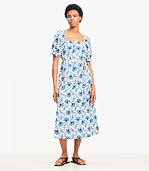 Paisley Smocked Square Neck Midi Dress carousel Product Image 3