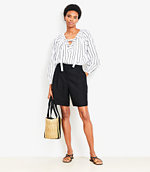 Striped Lace Up Blouse carousel Product Image 1